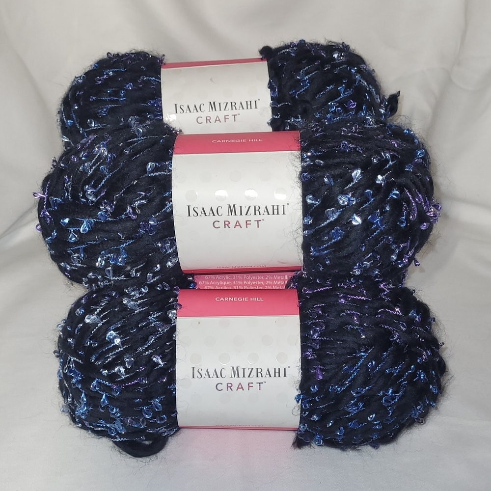 Isaac Mizrahi Craft Metallic Eyelash Yarn in Navy with Blue & Purple Accents